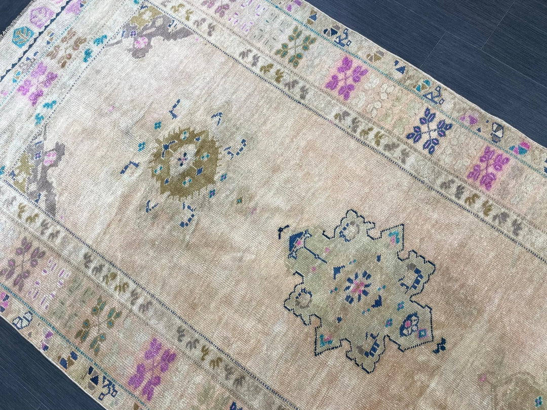 Beige Turkish Runner Rug 4' 5" x 10' Hand-Knotted | No. WR59590