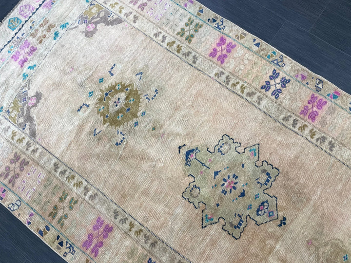 Beige Turkish Runner Rug 4' 5" x 10' Hand-Knotted | No. WR59590