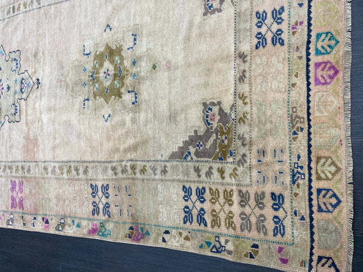 Beige Turkish Runner Rug 4' 5" x 10' Hand-Knotted | No. WR59590