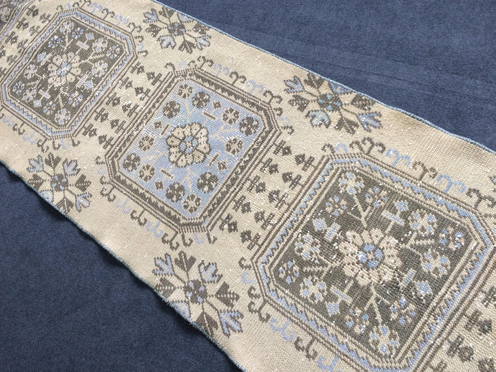 Beige Turkish Runner Rug 2' 8" x 12' Hand-Knotted | No. WR59663