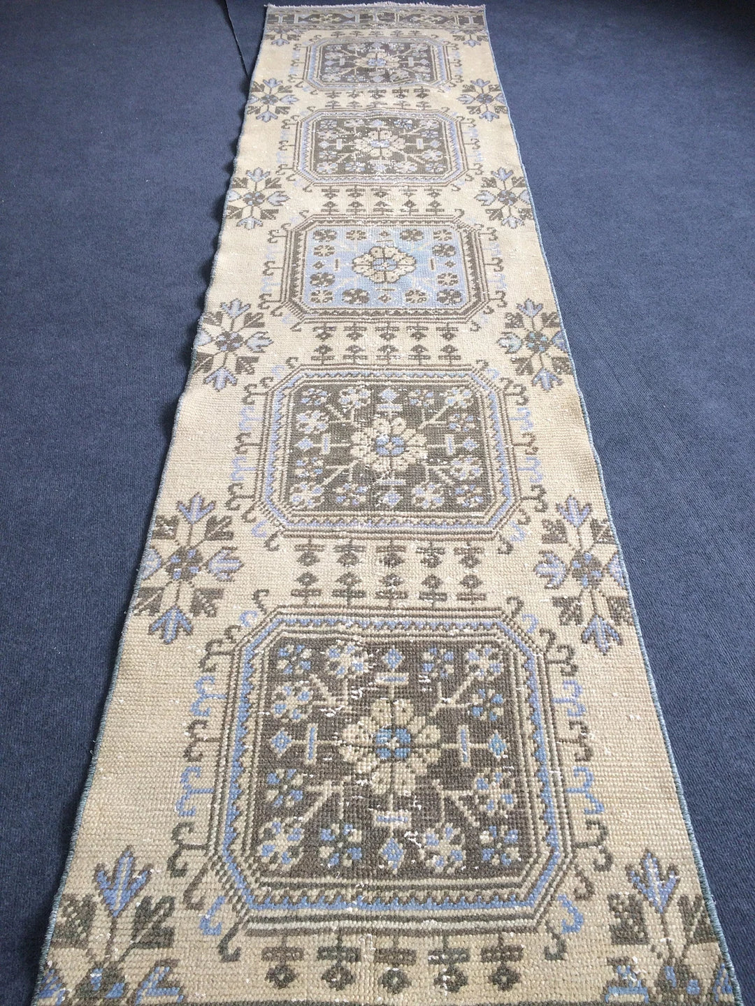 Beige Turkish Runner Rug 2' 8" x 12' Hand-Knotted | No. WR59663