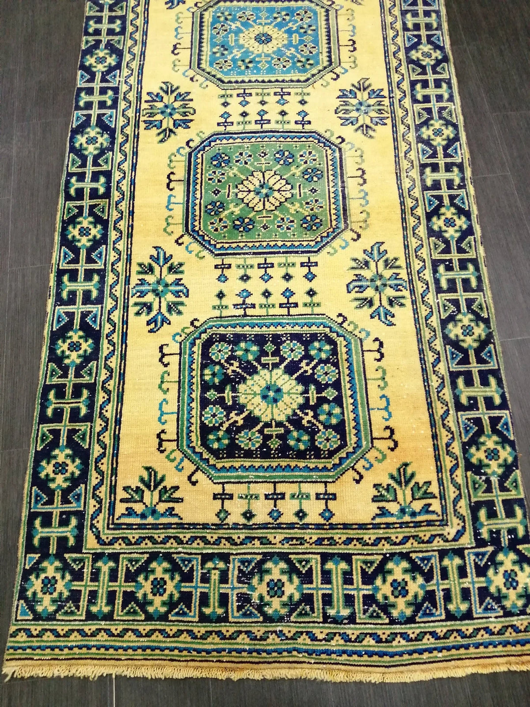 Beige Turkish Runner Rug 3' 11" x 11' 4" Hand-Knotted | No. WR59887