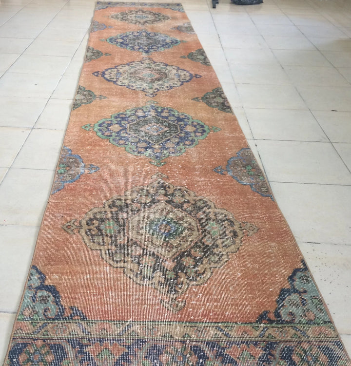 Rust Turkish Runner Rug 2' 8" x 12' 8" Hand-Knotted | No. WR59981