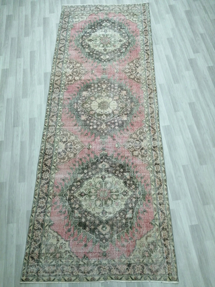 Beige Turkish Runner Rug 4' 8" x 12' 8" Hand-Knotted | No. WR60428