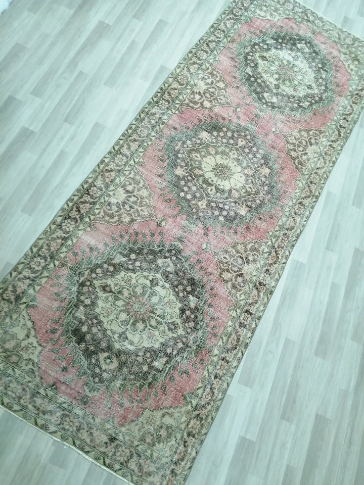 Beige Turkish Runner Rug 4' 8" x 12' 8" Hand-Knotted | No. WR60428