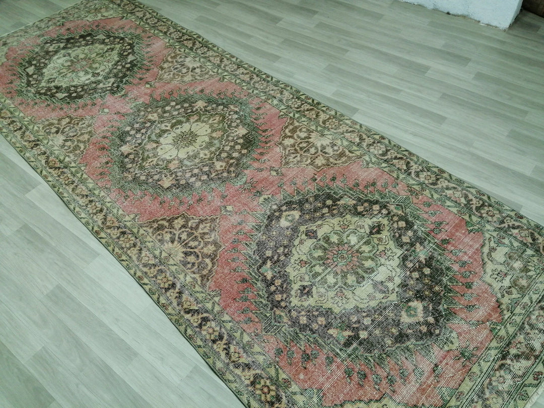 Beige Turkish Runner Rug 4' 8" x 12' 8" Hand-Knotted | No. WR60428