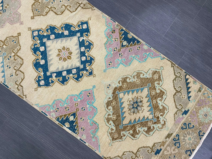 Tan Turkish Runner Rug 2' 11" x 13' 3" Hand-Knotted | No. WR60722