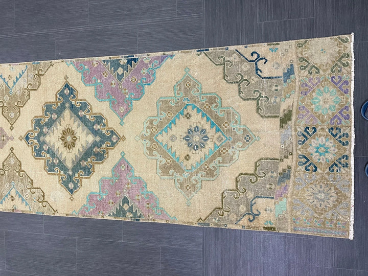 Tan Turkish Runner Rug 2' 11" x 13' 3" Hand-Knotted | No. WR60722