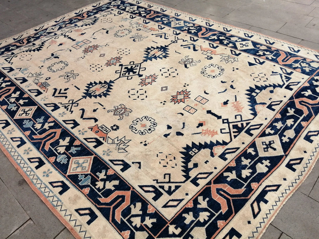 Navy Turkish Oushak Rug 9' 2" x 12' 2" Hand-Knotted | No. WR60743