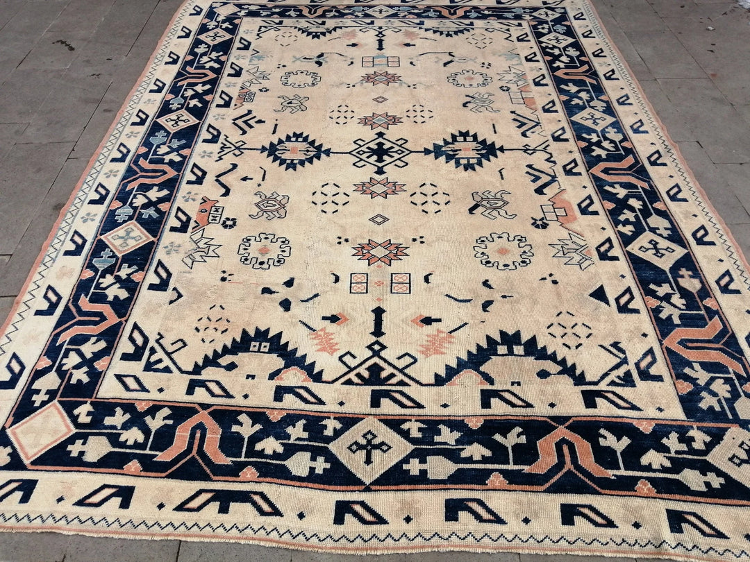 Navy Turkish Oushak Rug 9' 2" x 12' 2" Hand-Knotted | No. WR60743