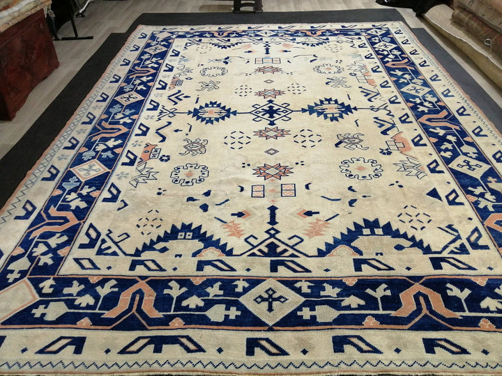 Navy Turkish Oushak Rug 9' 2" x 12' 2" Hand-Knotted | No. WR60743