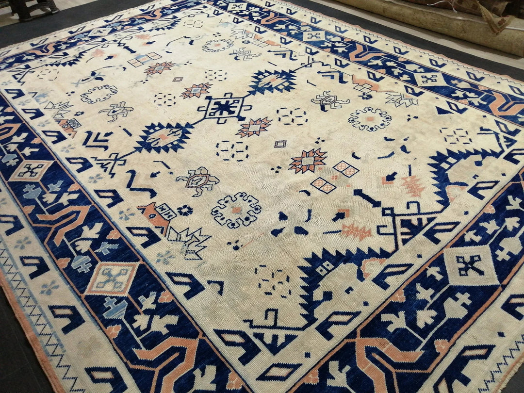 Navy Turkish Oushak Rug 9' 2" x 12' 2" Hand-Knotted | No. WR60743