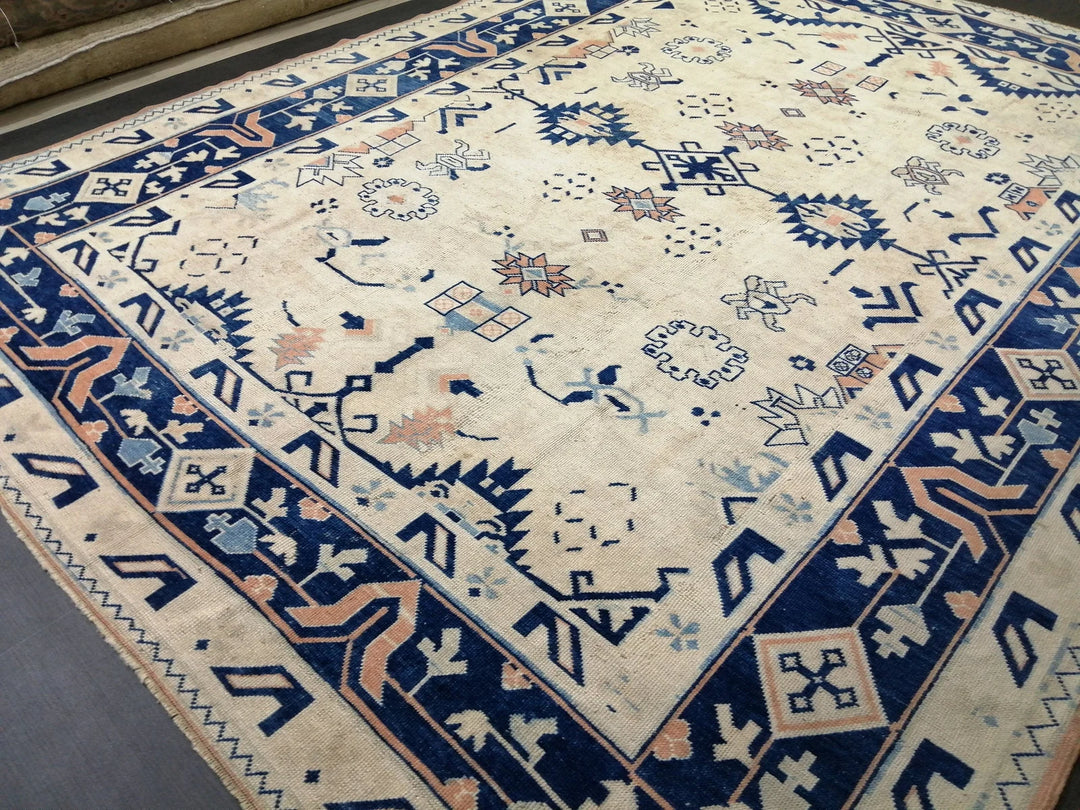 Navy Turkish Oushak Rug 9' 2" x 12' 2" Hand-Knotted | No. WR60743