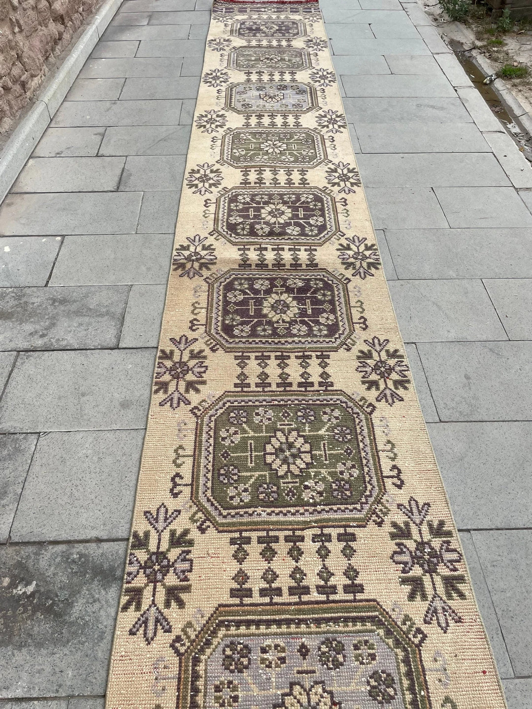 Beige Turkish Runner Rug 2' 6" x 20' 2" Hand-Knotted | No. WR61037