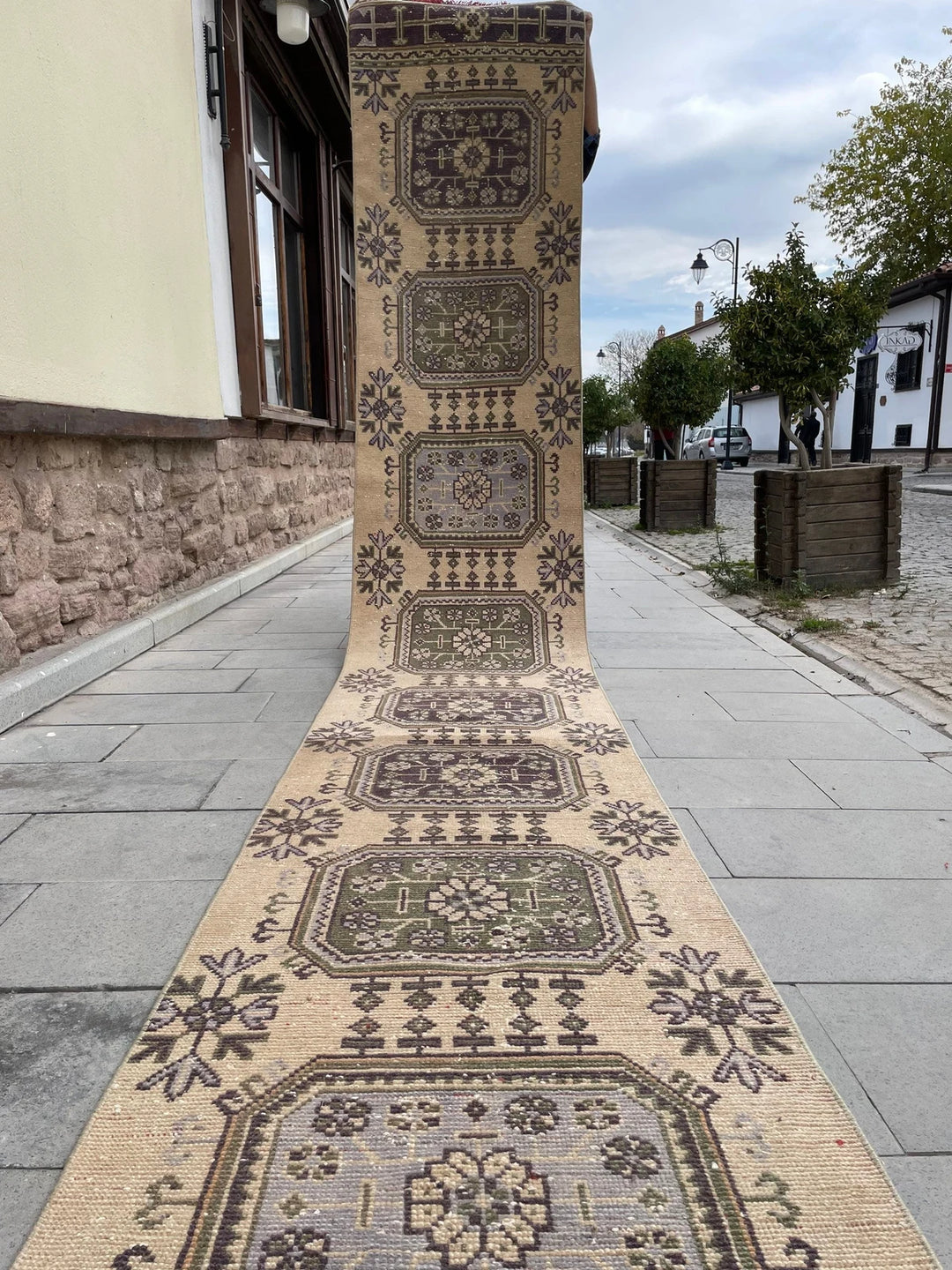 Beige Turkish Runner Rug 2' 6" x 20' 2" Hand-Knotted | No. WR61037