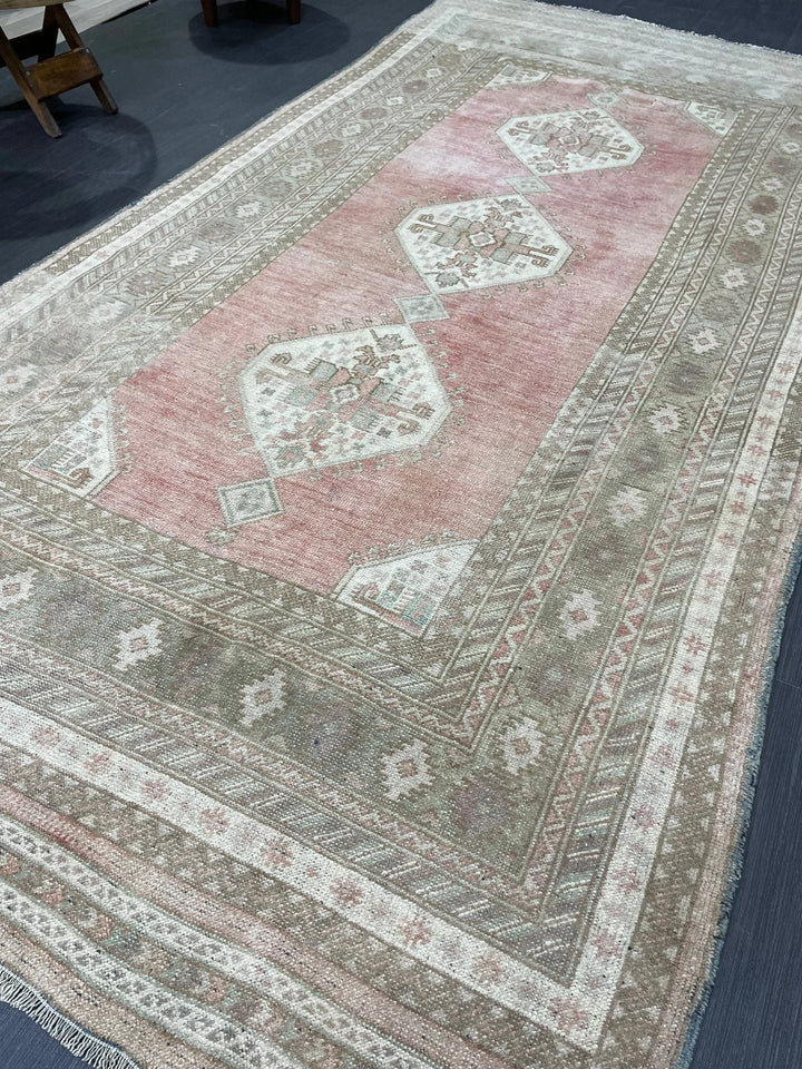 Beige Turkish Runner Rug 4' 2" x 8' 5" Hand-Knotted | No. WR61329