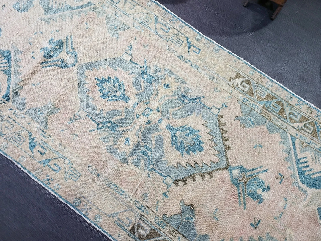 Beige Turkish Runner Rug 3' 4" x 7' 2" Hand-Knotted | No. WR61412