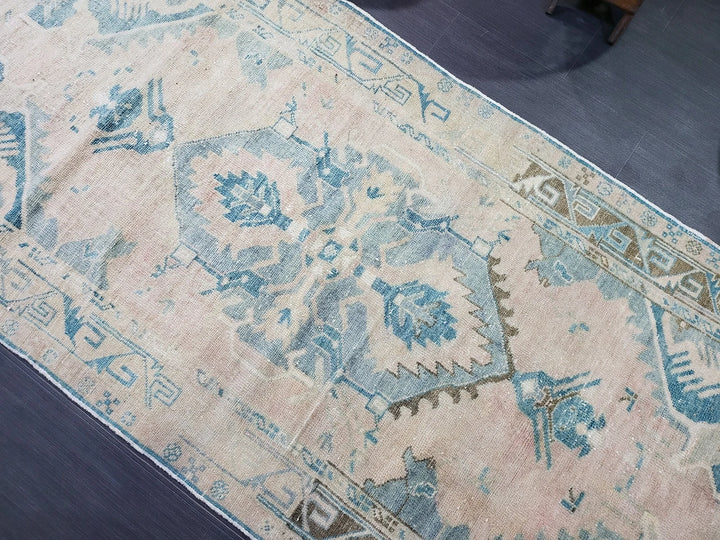 Beige Turkish Runner Rug 3' 4" x 7' 2" Hand-Knotted | No. WR61412
