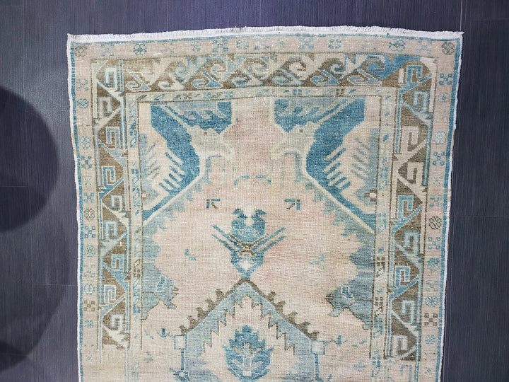 Beige Turkish Runner Rug 3' 4" x 7' 2" Hand-Knotted | No. WR61412