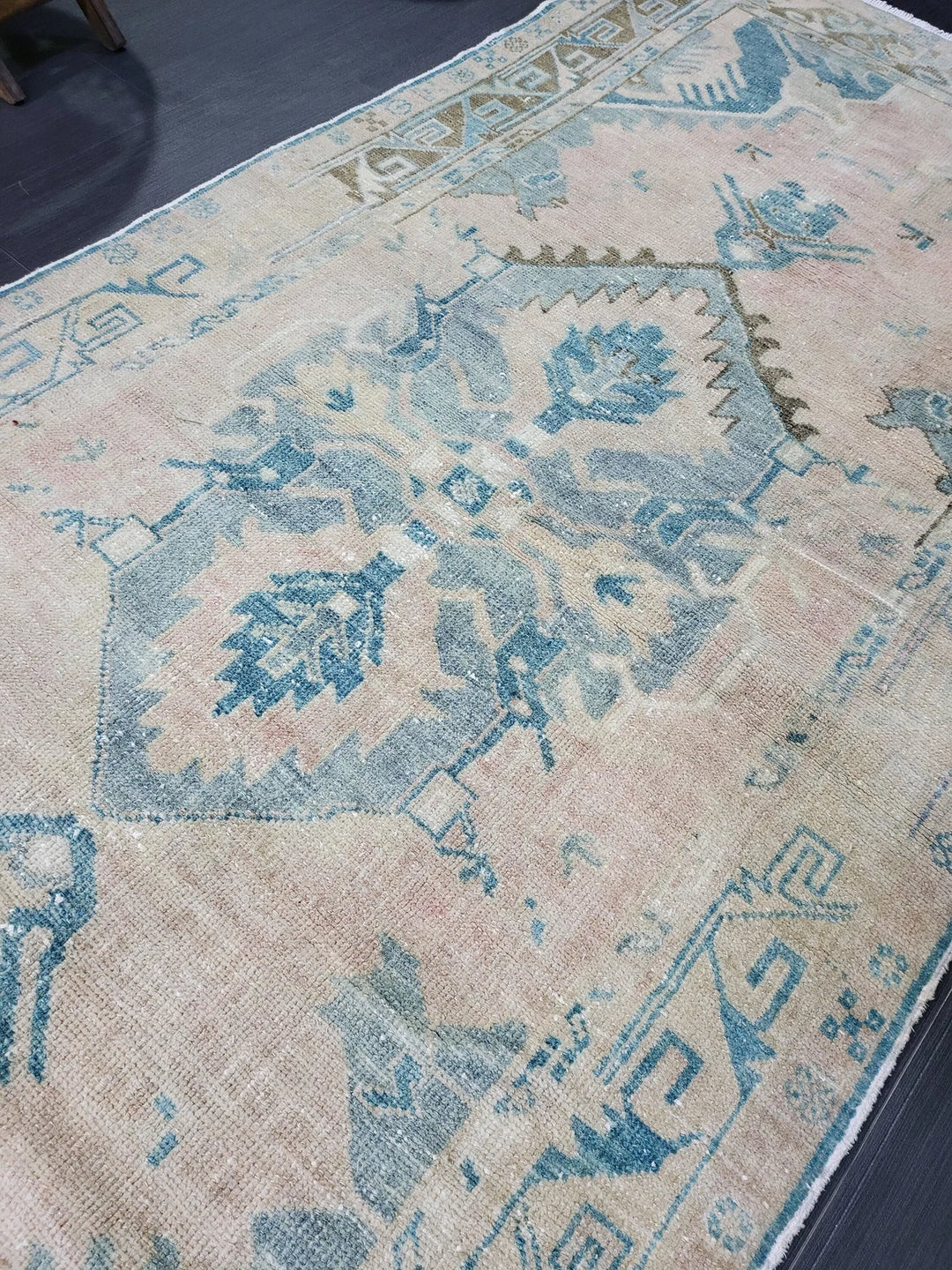 Beige Turkish Runner Rug 3' 4" x 7' 2" Hand-Knotted | No. WR61412