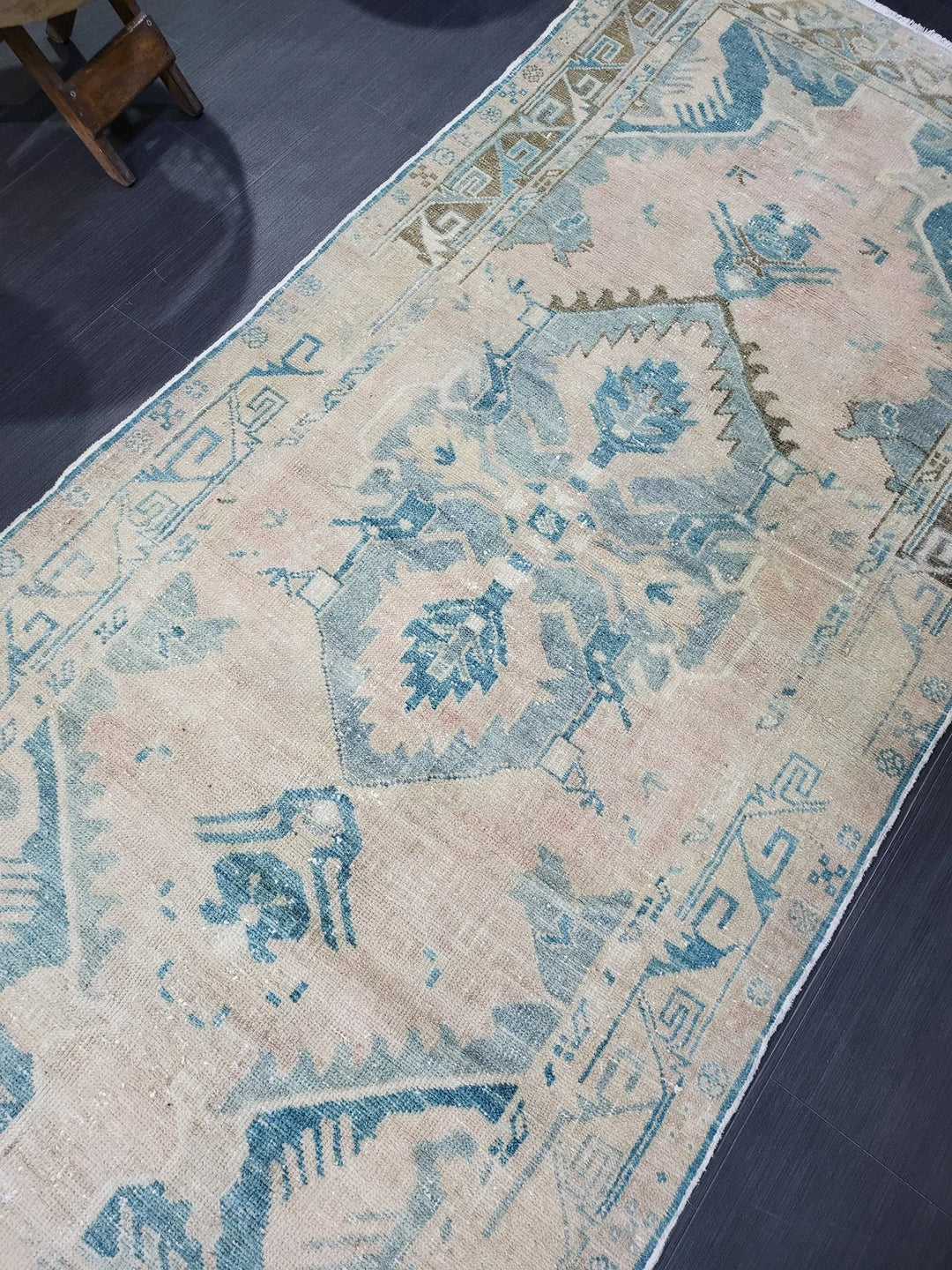 Beige Turkish Runner Rug 3' 4" x 7' 2" Hand-Knotted | No. WR61412