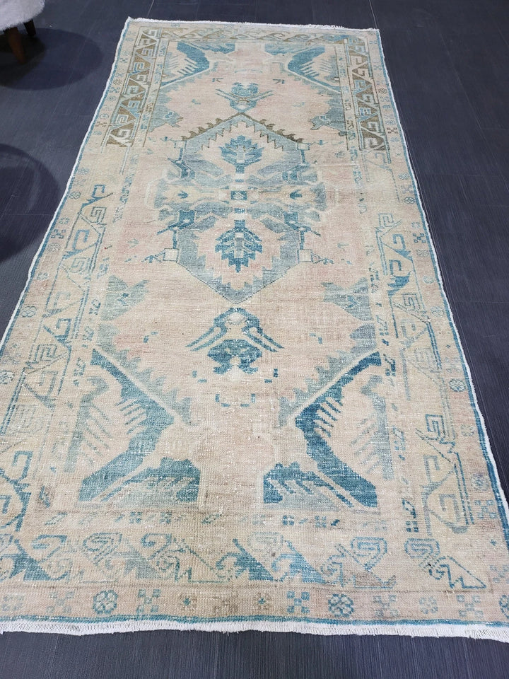 Beige Turkish Runner Rug 3' 4" x 7' 2" Hand-Knotted | No. WR61412
