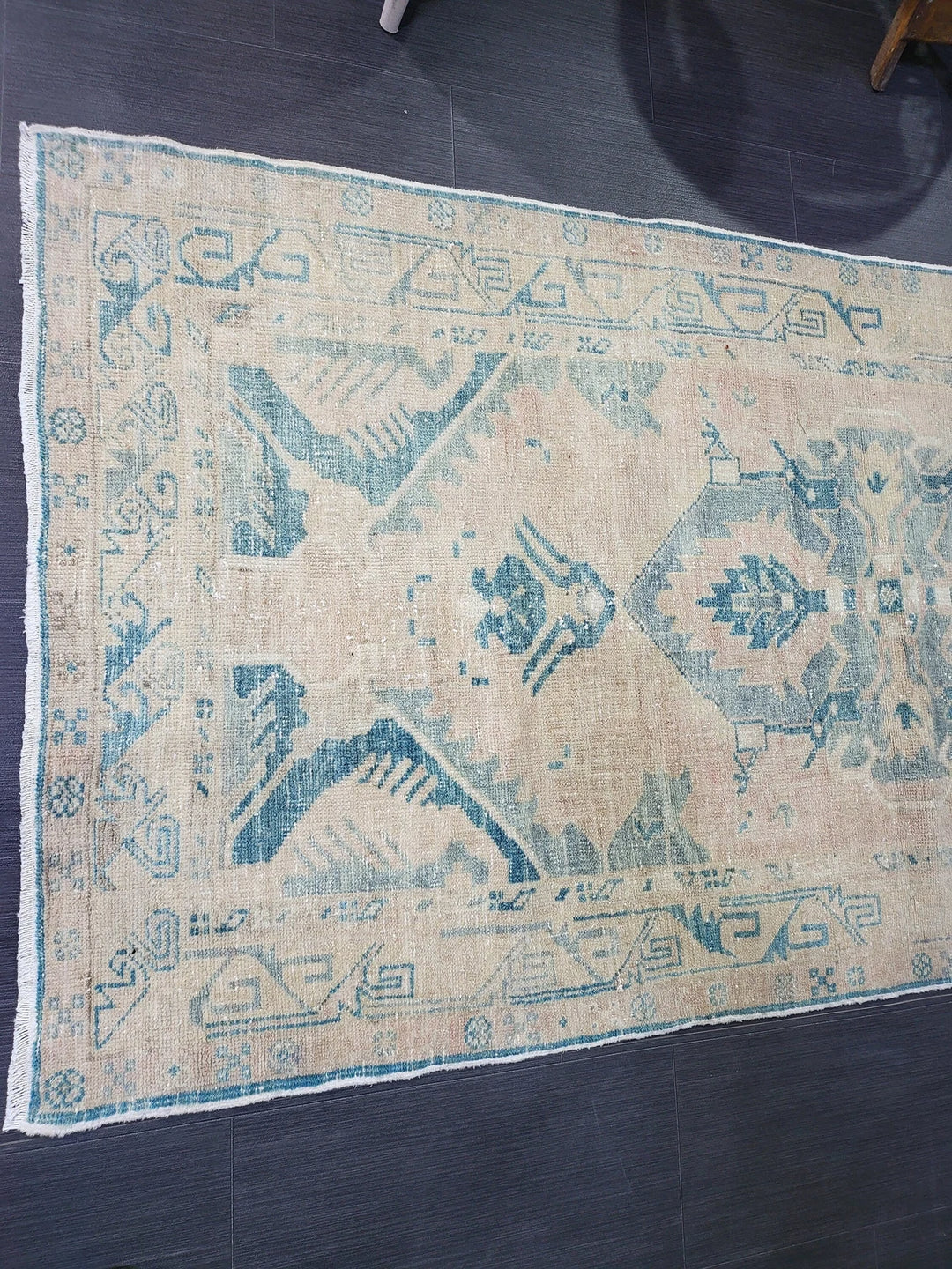 Beige Turkish Runner Rug 3' 4" x 7' 2" Hand-Knotted | No. WR61412