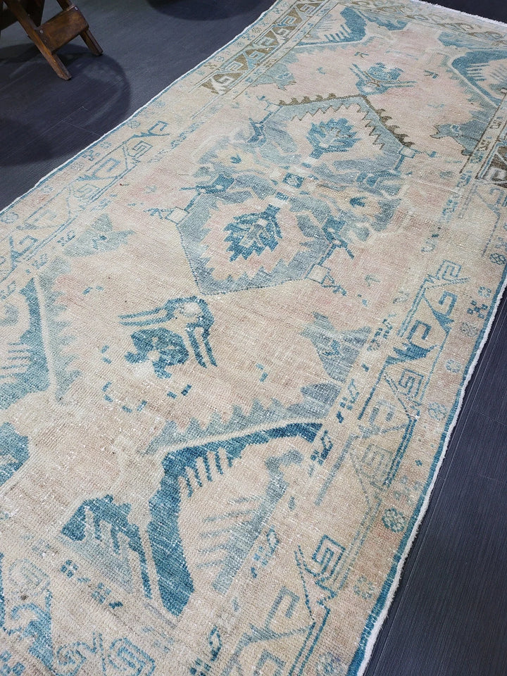 Beige Turkish Runner Rug 3' 4" x 7' 2" Hand-Knotted | No. WR61412