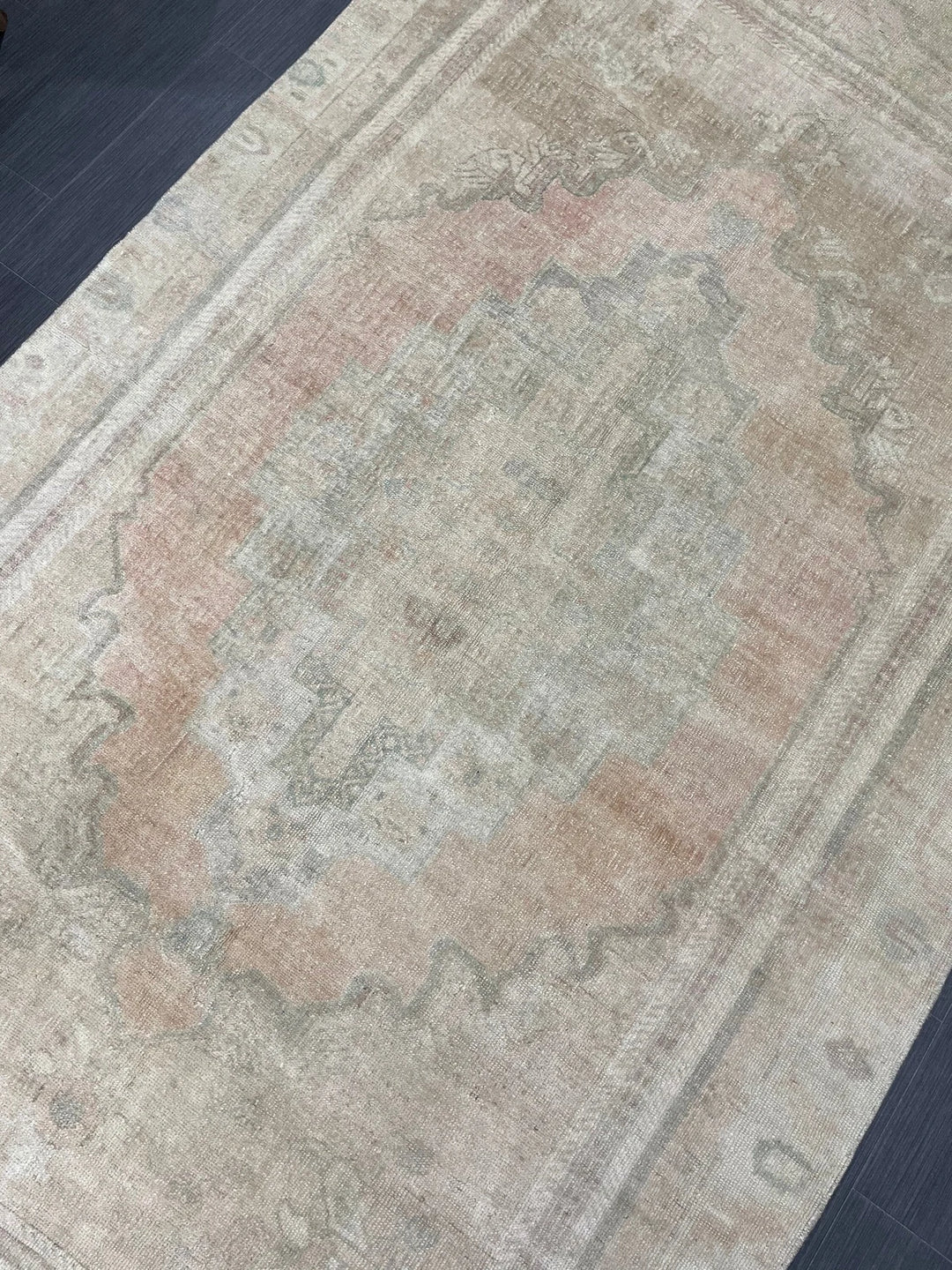 Beige Turkish Runner Rug 5' x 8' 10" Hand-Knotted | No. WR61569
