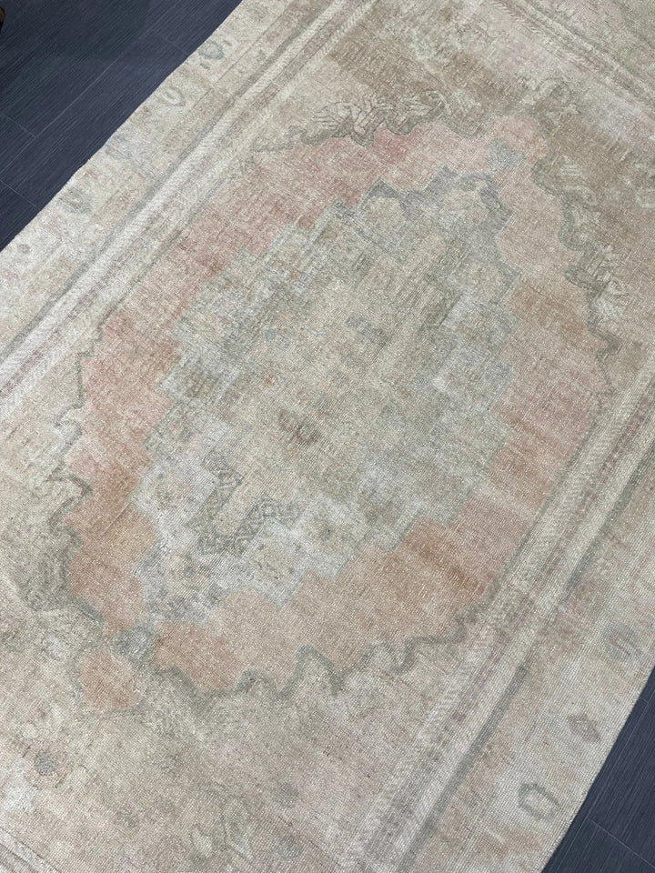 Beige Turkish Runner Rug 5' x 8' 10" Hand-Knotted | No. WR61569