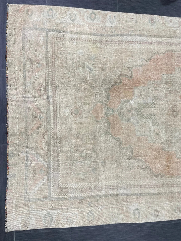 Beige Turkish Runner Rug 5' x 8' 10" Hand-Knotted | No. WR61569