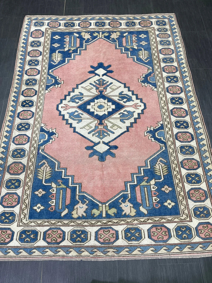 Blue Turkish Oushak Rug 5' 3" x 7' 6" Hand-Knotted | No. WR61654