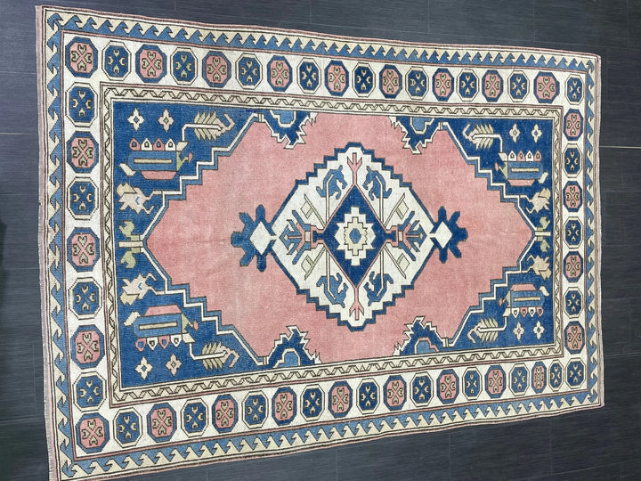Blue Turkish Oushak Rug 5' 3" x 7' 6" Hand-Knotted | No. WR61654