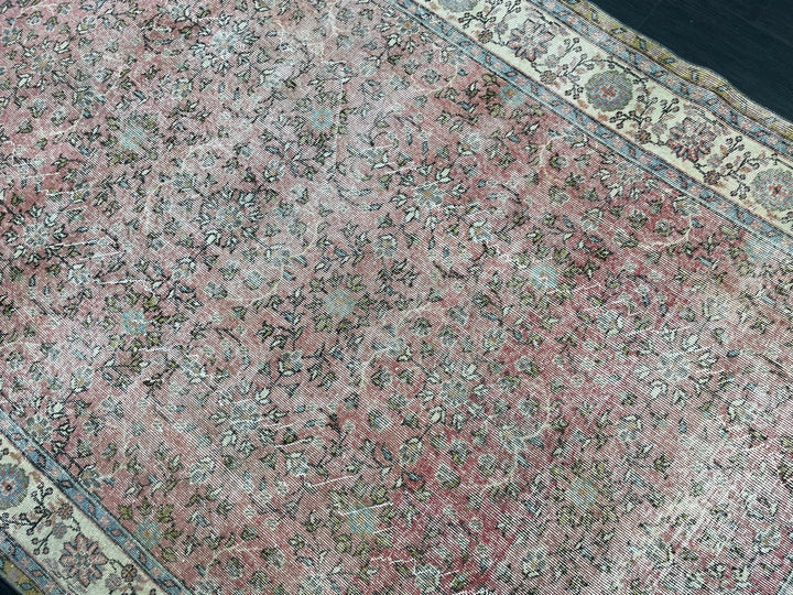 Beige Turkish Oushak Rug 6' 8" x 10' 7" Hand-Knotted | No. WR61898