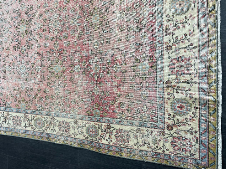 Beige Turkish Oushak Rug 6' 8" x 10' 7" Hand-Knotted | No. WR61898
