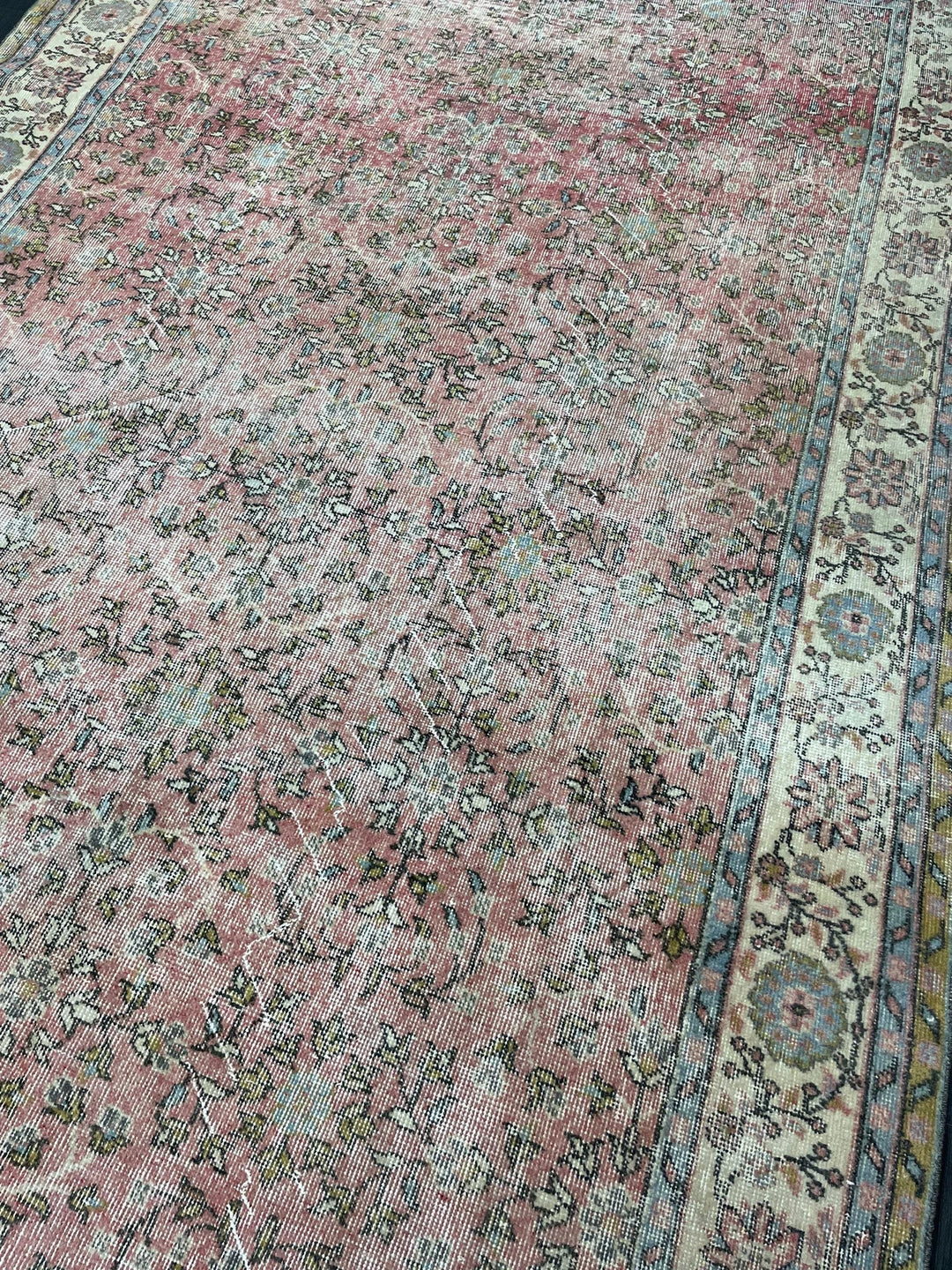 Beige Turkish Oushak Rug 6' 8" x 10' 7" Hand-Knotted | No. WR61898