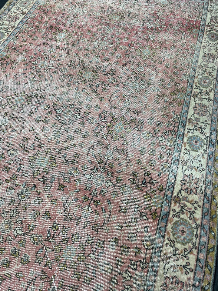 Beige Turkish Oushak Rug 6' 8" x 10' 7" Hand-Knotted | No. WR61898