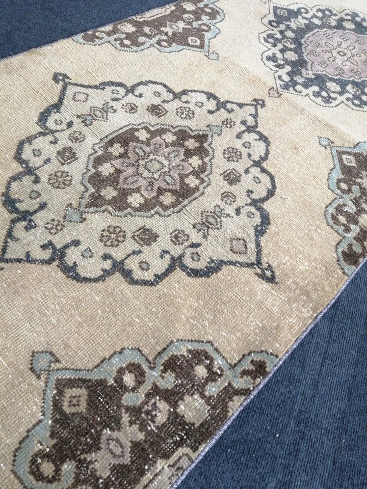Beige Turkish Runner Rug 2' 10" x 13' 8" Hand-Knotted | No. WR61957