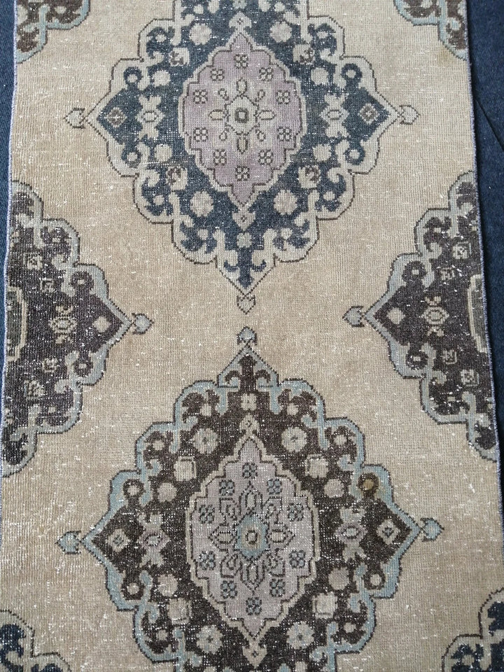 Beige Turkish Runner Rug 2' 10" x 13' 8" Hand-Knotted | No. WR61957