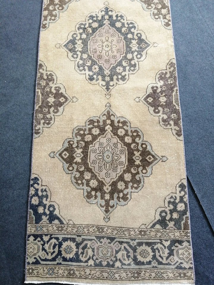 Beige Turkish Runner Rug 2' 10" x 13' 8" Hand-Knotted | No. WR61957