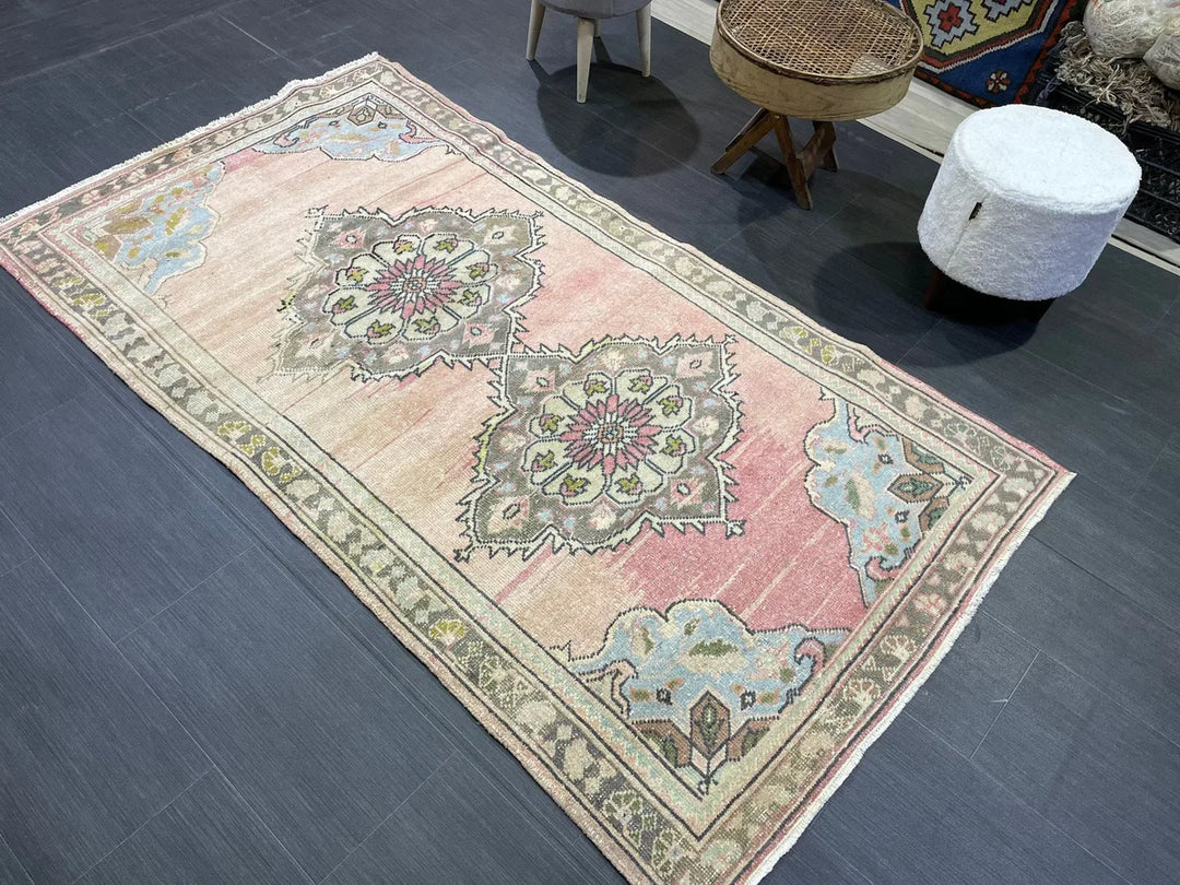 Beige Turkish Oushak Rug 3' 8" x 6' 8" Hand-Knotted | No. WR62057