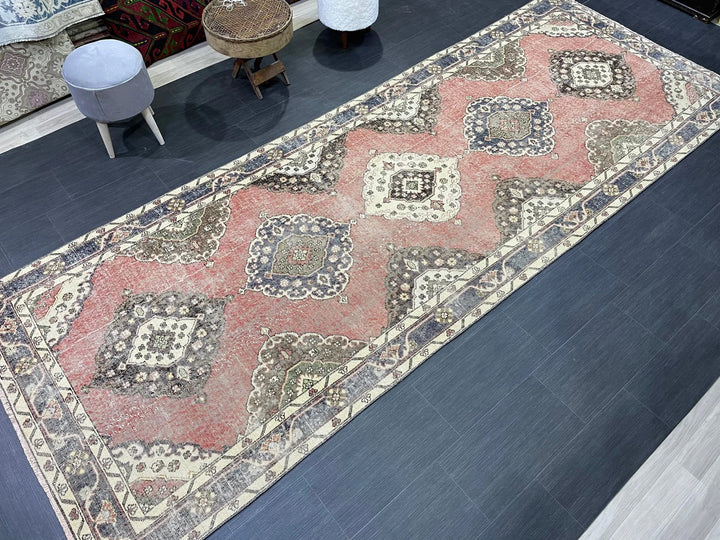 Brown Turkish Runner Rug 4' 8" x 12' 4" Hand-Knotted | No. WR62060