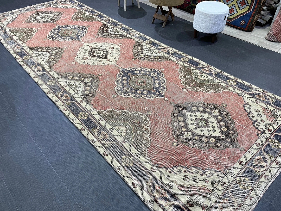 Brown Turkish Runner Rug 4' 8" x 12' 4" Hand-Knotted | No. WR62060