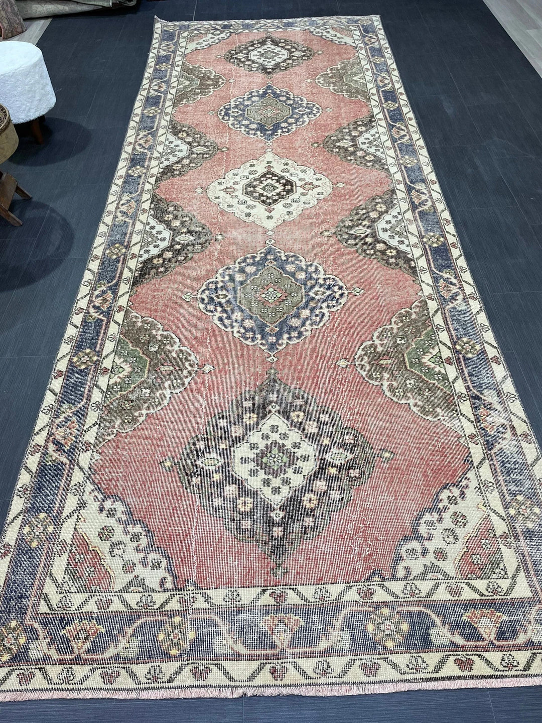 Brown Turkish Runner Rug 4' 8" x 12' 4" Hand-Knotted | No. WR62060