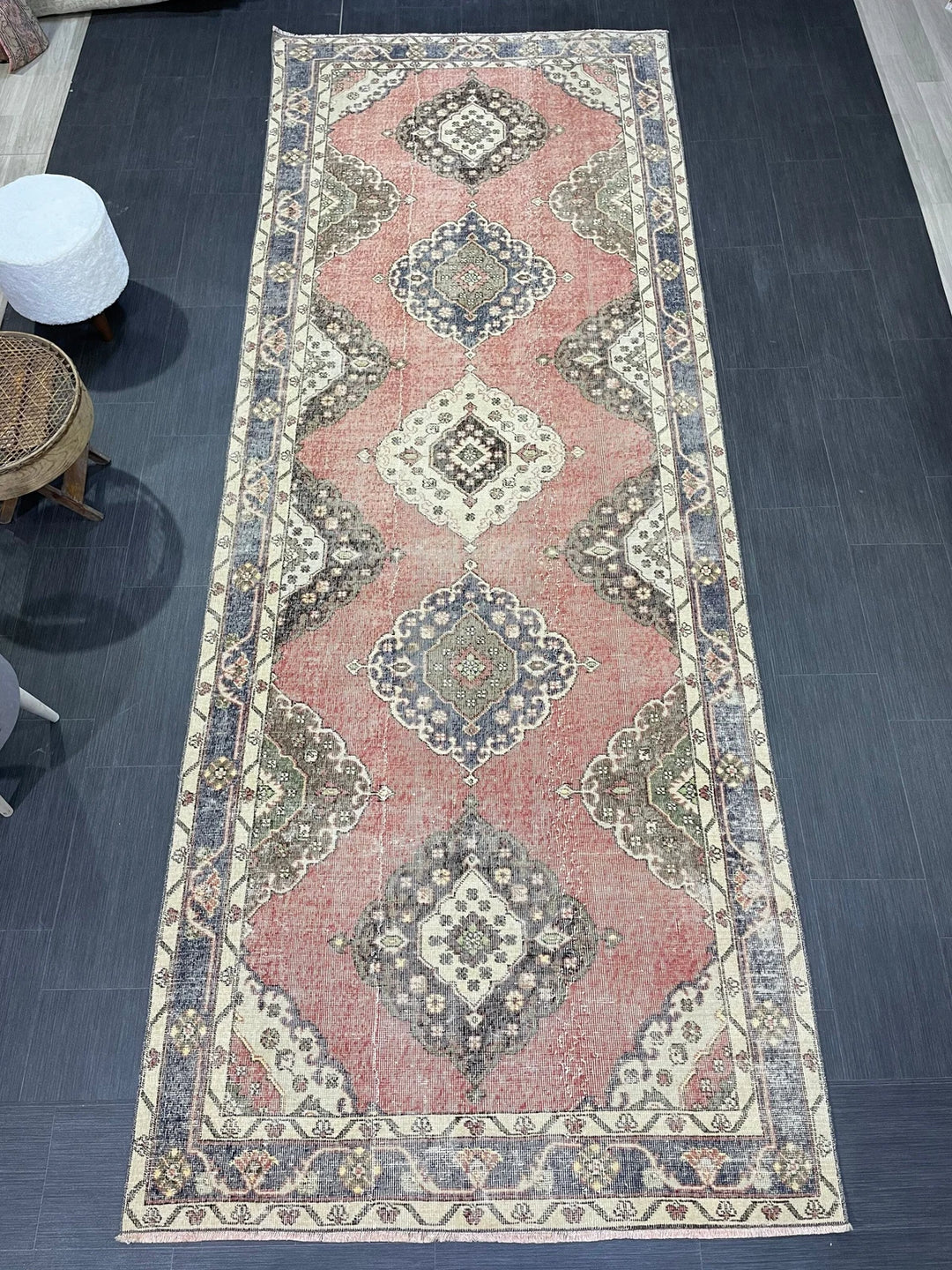 Brown Turkish Runner Rug 4' 8" x 12' 4" Hand-Knotted | No. WR62060