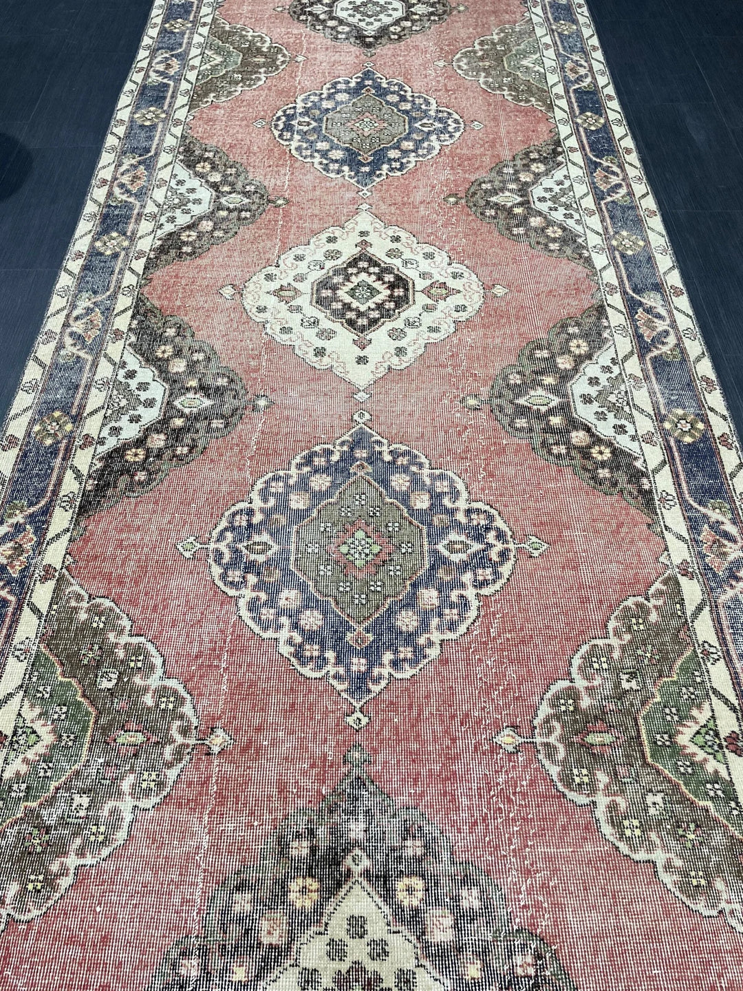 Brown Turkish Runner Rug 4' 8" x 12' 4" Hand-Knotted | No. WR62060