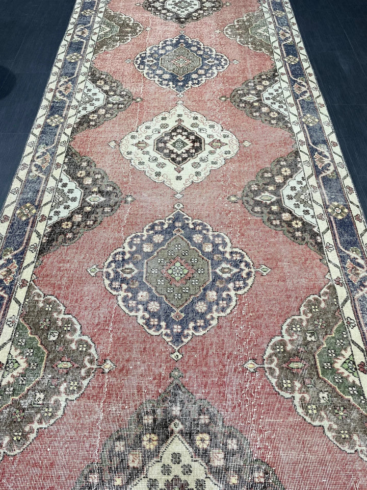Brown Turkish Runner Rug 4' 8" x 12' 4" Hand-Knotted | No. WR62060