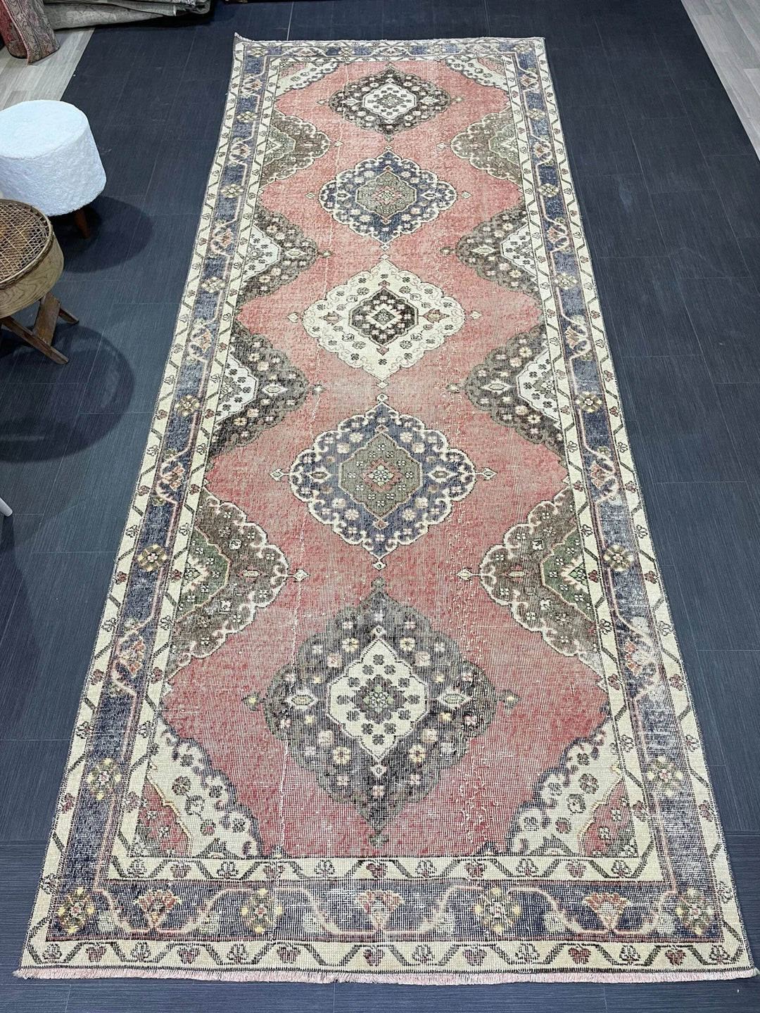 Brown Turkish Runner Rug 4' 8" x 12' 4" Hand-Knotted | No. WR62060