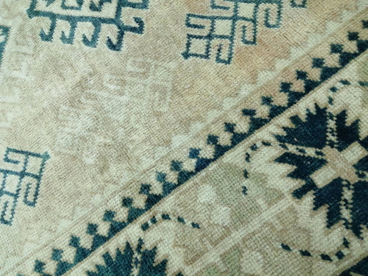 Beige Turkish Runner Rug 4' 7" x 7' 3" Hand-Knotted | No. WR62067