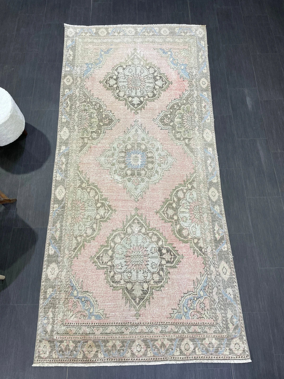 Pink Turkish Runner Rug 4' 3" x 9' 2" Hand-Knotted | No. WR62190